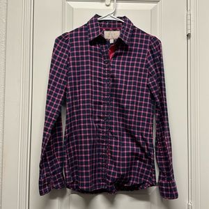 Banana republic, pink navy blue women button-down shirt, US Petite XS